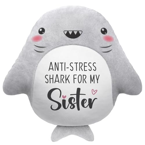 Shark Plush Throw Pillow - Funny Birthday Gift for Sister, 15 Inch
