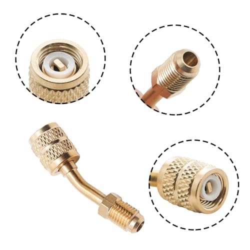 Yinluluna R410A Mini Split Adapter 45° Angle, Brass, 1 Pack, Compatible with R32 R454B