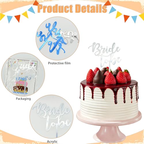 Silver Acrylic Bride to Be Cake Topper - Elegant Bridal Shower Decoration