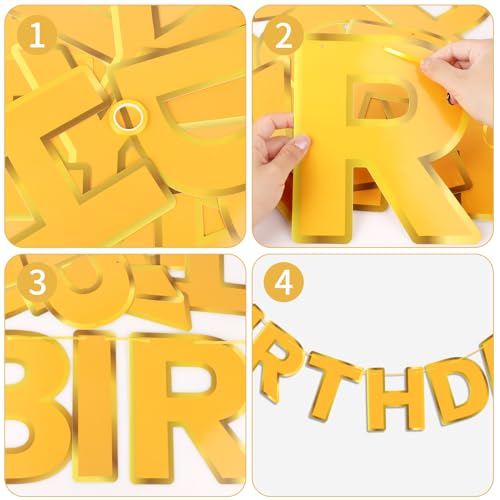 Yellow Happy Birthday Banner - Durable Party Decor for All Ages
