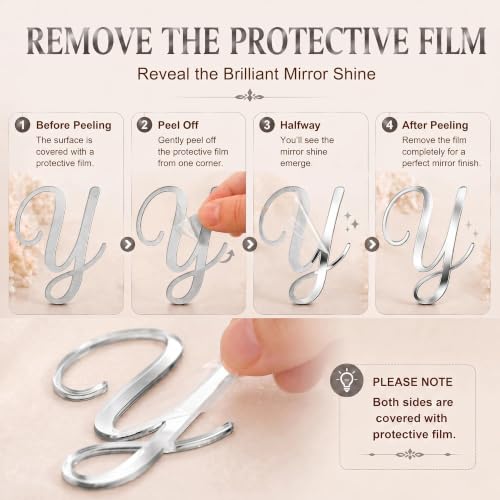 27PCS Silver Acrylic Cake Toppers - A-Z Script Letter Decor