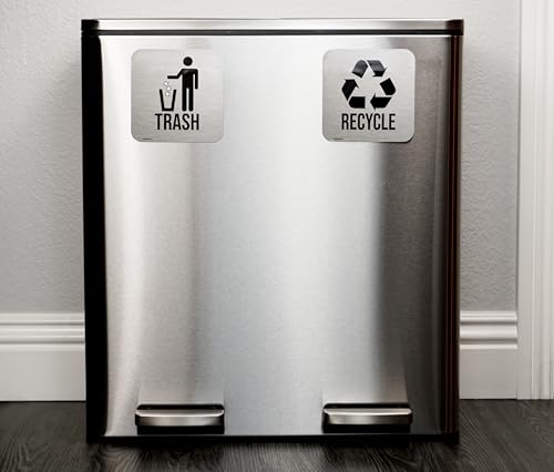 Trash and Recycle Magnets for Kitchen Bins - 5.5 Inch Square
