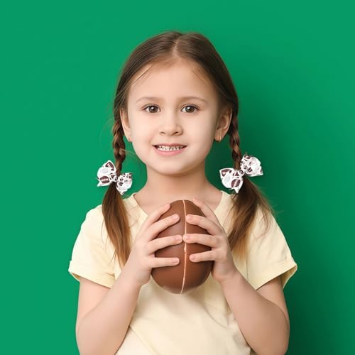 Football Hair Bow Clips - 2 Pack Brown Rugby Barrettes for Game Day