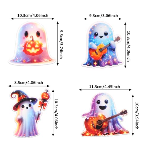12 Halloween Tree Ornaments - Witch, Pumpkin & Ghost Decor Set