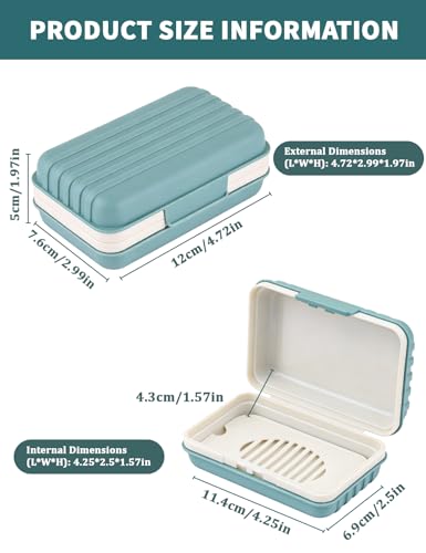 WUECO Leakproof Travel Soap Holder with Draining Tray - Blue