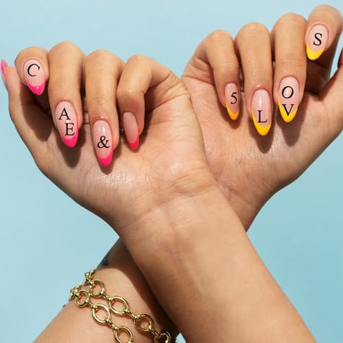 Skrfren 8 Sheets Holographic Letter & Number Nail Stickers - 3D Self-Adhesive Alphabet Decals