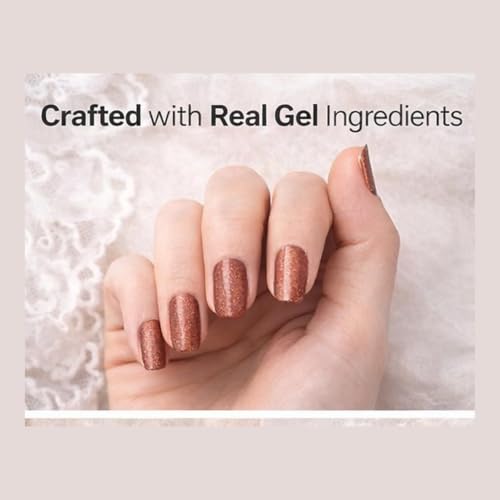 Rose Gold Shimmer Gel Nail Wraps - Semi-Cured UV Nail Art Strips