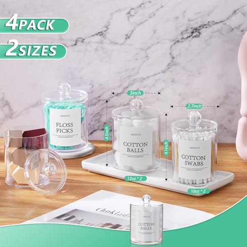 4-Pack Clear Bathroom Storage Canisters with Lids and Labels