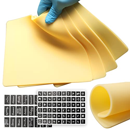 Padieoe 3mm Thick Tattoo Practice Skin Sheets with Templates - 4 Pack