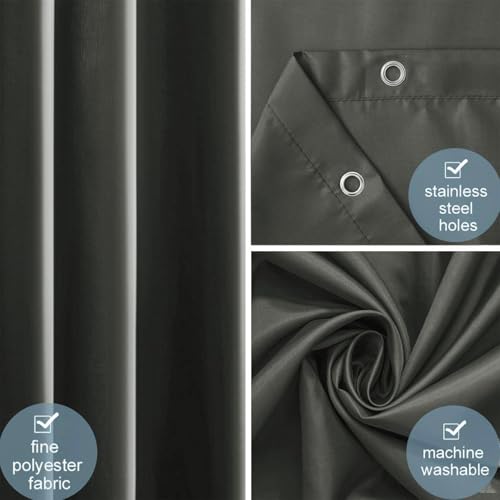 Furlinic Dark Grey Shower Curtain Liner 60x78 Inch - Waterproof & Heavy Duty