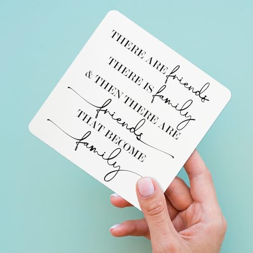 Friends That Become Family Wooden Desk Sign - 5x5 Home Decor