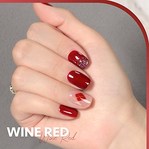 GAOY Sheer Red Gel Nail Polish - 16ml Soak Off Jelly Wine Red UV Polish
