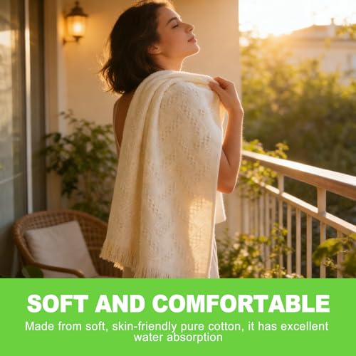 CeroDimo Boho Hand Towels Set - 2 Soft Cotton Towels (14x30 Inch)