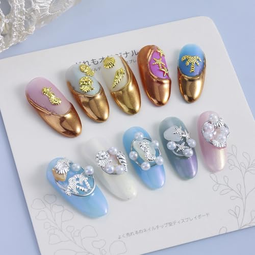 Summer Ocean Nail Art Charms Gold Alloy Shell Starfish Rhinestones
