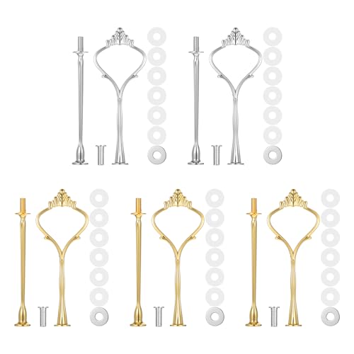 Tucnoeu 5 Sets Tiered Tray Hardware Kit - Gold & Silver Cake Stand
