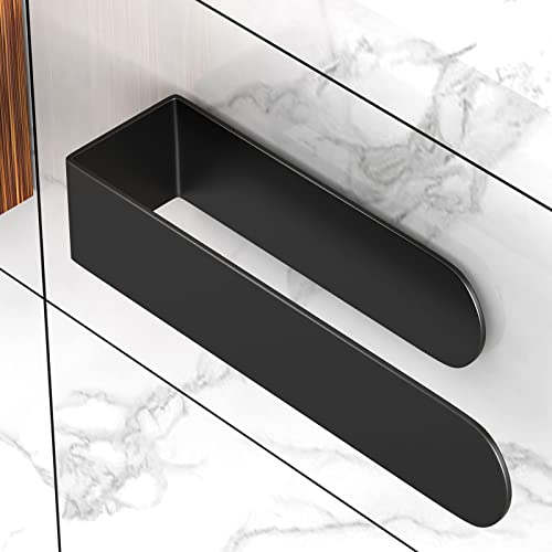 HUFEEOH 8-Inch Black Hand Towel Bar, Self-Adhesive Stainless Steel Rack