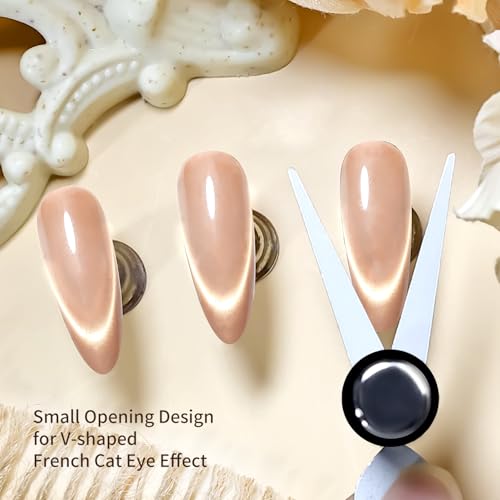JODSONE French Cat Eye Magnet Tool for Nails, Double Head V-Shape & Smile Line