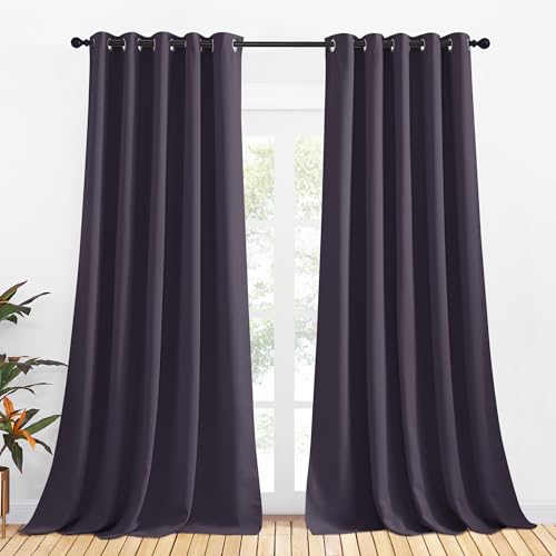 NICETOWN Greyish Purple Blackout Curtains, 70x108 inches, 2 Panels