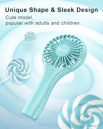 TriPole Portable Mini Handheld Fan - Rechargeable Personal Fan, Blue