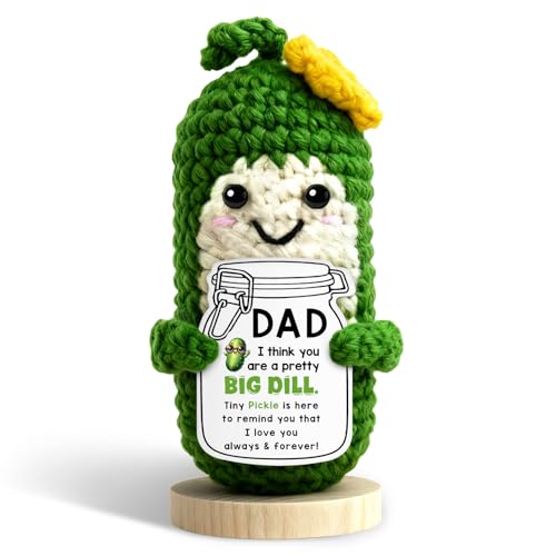 Handmade Crochet Pickle with Appreciation Card for New Dads
