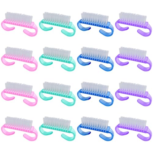 HANWER 16 Pack Handle Grip Nail Brushes Travel Size Fingernail Scrubbers