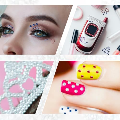 Self-Adhesive Blue Rhinestone Stickers - 4 Sizes Gem Sheets for Crafts & Nails