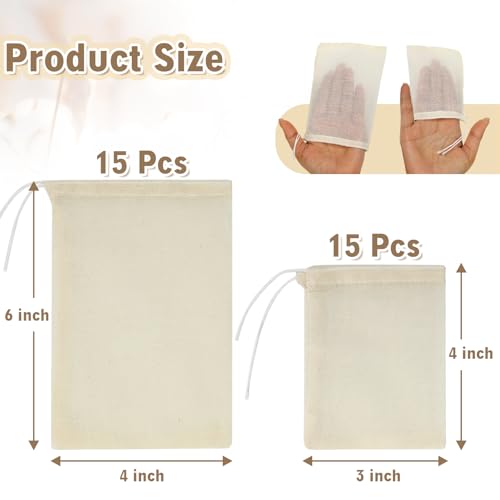 Reusable Muslin Spice Sachet Bags - Set of 30 for Cooking & Gifting