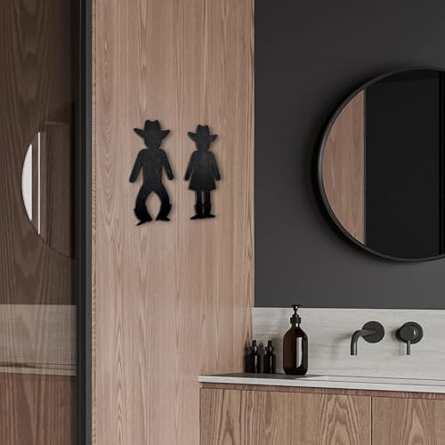 Rustic Western Bathroom Decor Sign - Set of 2 Cowboy Signs