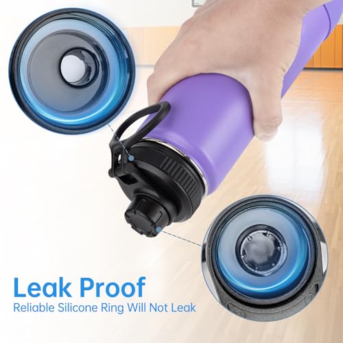 2Pcs Replacement Lid for Takeya Insulated Water Bottle, Wide Mouth Loop Top Lid for Takeya 14, 18, 24, 32, 40, 64oz, Replacement Cap with Handle Easy to Carry, No Leak Top Spout Lid Accessories Black