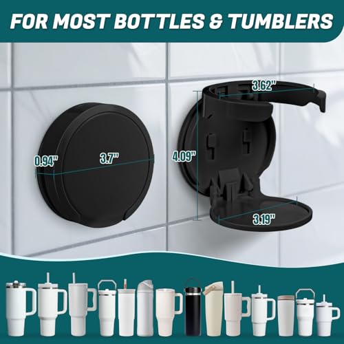 VEAQEE Wall-Mounted Water Bottle Holder - Foldable Tumbler Organizer, Black