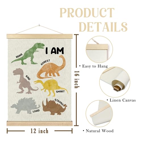 Dinosaur Wall Art for Kids - 12x16 Inspirational Canvas Decor