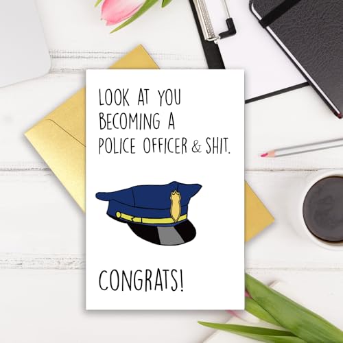 GVMGVM Funny Police Academy Graduation Card for Him & Her - Variation #1
