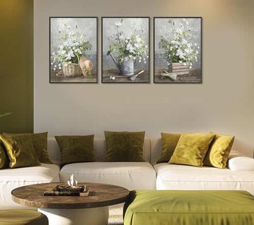Country Daisy Wall Art - Vintage Floral Poster Print 12x16in