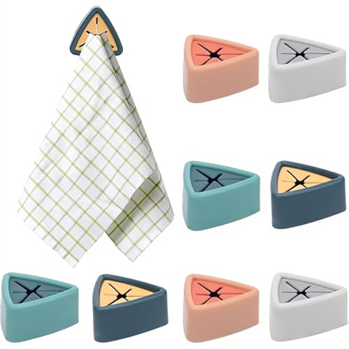 8-Pack Adhesive Towel Holders, Multicolor Silicone Push-Grip Hooks
