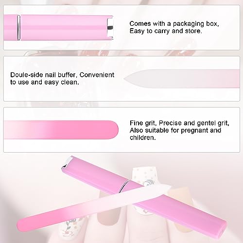 KADS Glass Nail File Set with Cases - 3 Pack Double-Sided Crystal Files