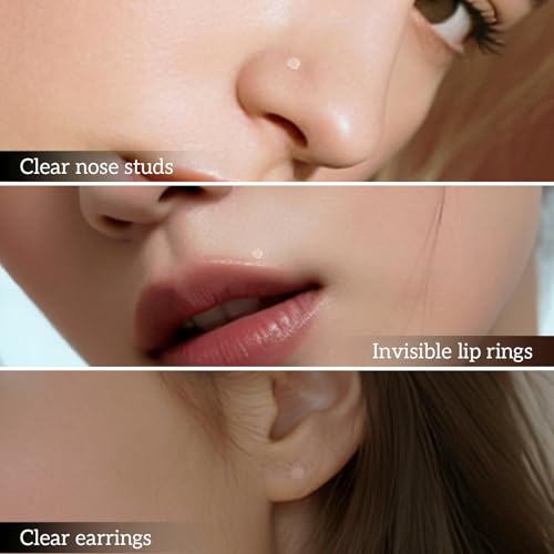 Clear Nose Rings Retainer Set 20Pcs Flexible Biocompatible Studs