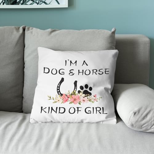 Horse Theme Pillow Cover 18x18 - Flannel Throw Pillow for Cowgirls