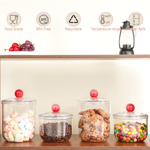 30 Oz Clear Plastic Candy Jars with Lids - Airtight Storage Containers