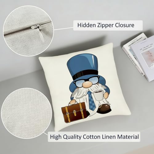 Karii Father's Day Pillow Covers Set of 4 - Navy Blue Gnome Decor