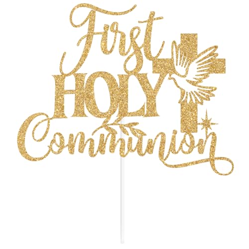 Gold Glitter First Holy Communion Cake Topper - Mi Primera Comunion