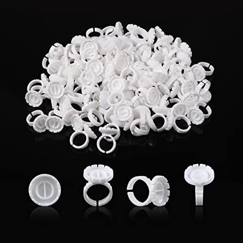 Dimsem Eyelash Extension Glue Rings 100 PCS Adjustable Lash Holders