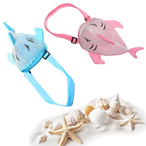 Mesh Seashell Storage Bags for Beach Collecting - 2-Pack, Pink