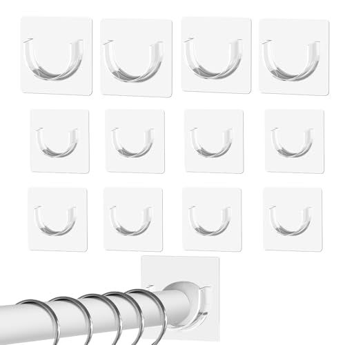 12 Pack Heavy Duty Adhesive Shower Rod Holders - No Drilling