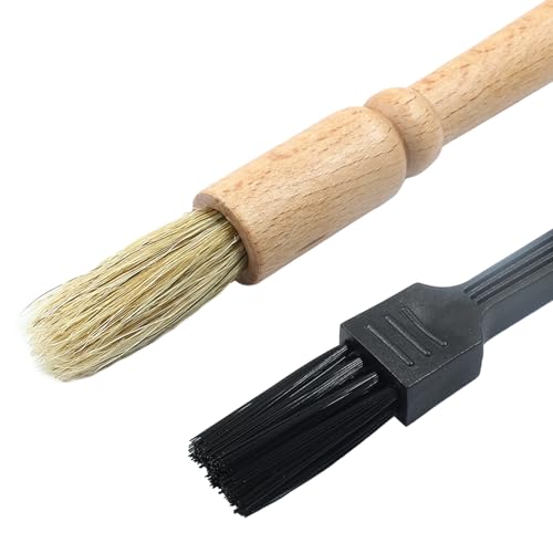 Coufce 2 Pack Coffee Grinder Cleaning Brush Set - Wood & Nylon