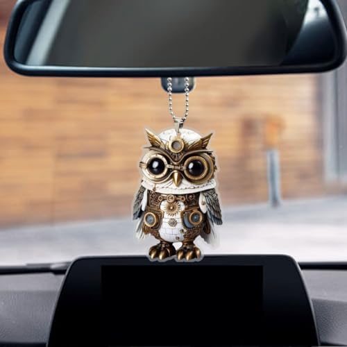 Mechanical Owl Car Mirror Hanging Decoration Acrylic Pendant