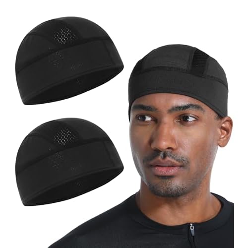 2 Pieces Skull Caps Helmet Liner for Men Women Cooling Cycling Hat Beanie for Running Fits Under Helmets