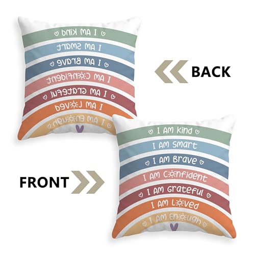 Boho Rainbow Throw Pillow Covers 18x18 (Set of 2) - Kids Room Decor
