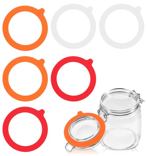 6 Pack Rubber Gaskets for Glass Jars - Leak-Proof Silicone Seals