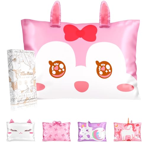 Miss Adola Cartoon Rabbit Silk Pillowcase for Kids - 20x26 Standard Size, Breathable & Soft, Hidden Zipper, Cute Kawaii Design for Teens & Girls