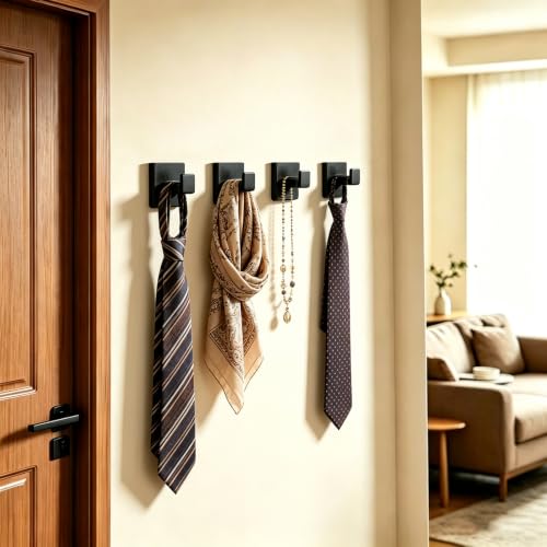 JOPOFI Matte Black Towel Hooks - 2 Piece Wall Mounted Stainless Steel Robe Hooks